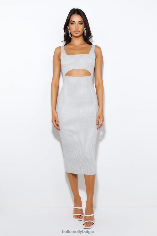 kleding Hello Molly simple love geribbelde midi-jurk grijs XR2L5188