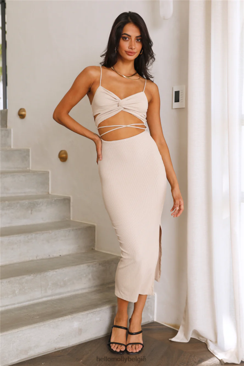 kleding Hello Molly spinning around me midi-jurk lichtbruin XR2L5130