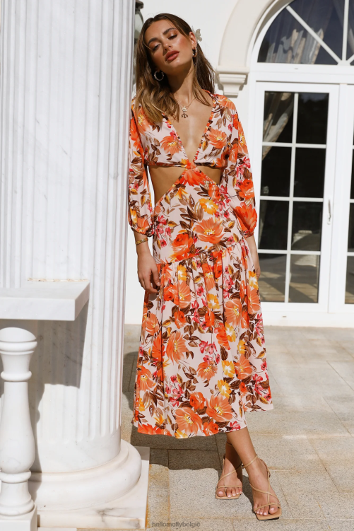 kleding Hello Molly stop me niet midi-jurk geel XR2L3754