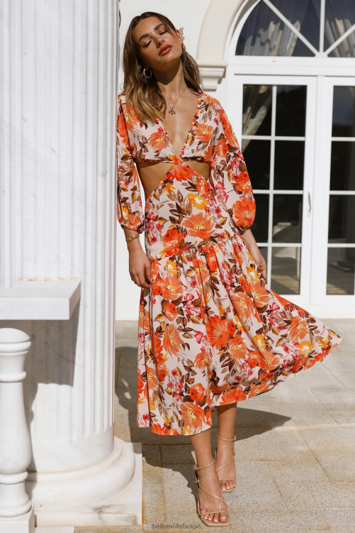 kleding Hello Molly stop me niet midi-jurk geel XR2L3754