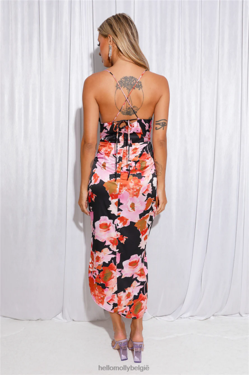 kleding Hello Molly the one for me satijnen midi-jurk zwart XR2L4169