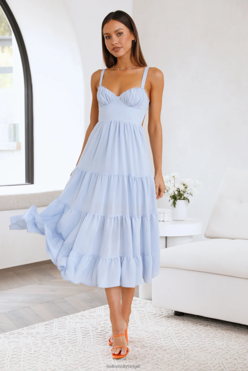 kleding Hello Molly vers gebrouwen midi-jurk blauw XR2L3567