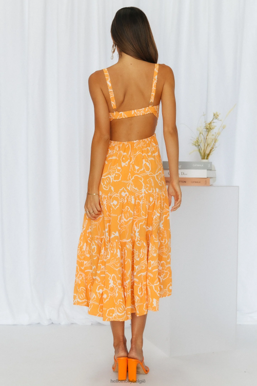 kleding Hello Molly vers gezette midi-jurk oranje XR2L3821