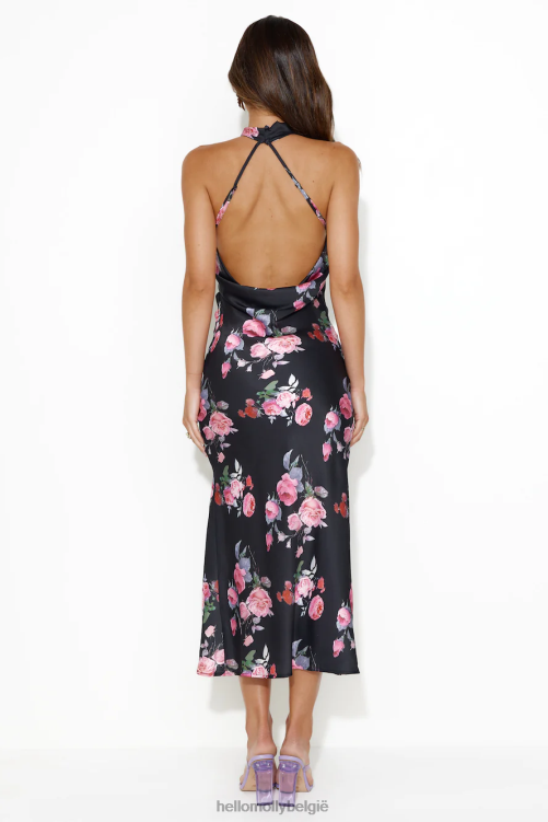 kleding Hello Molly zijdeachtigste minnaar satijnen midi-jurk zwart XR2L5318