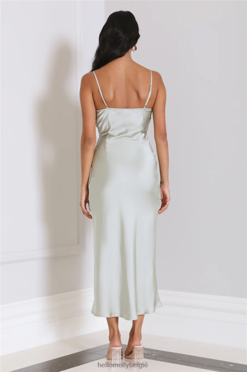 kleding Hello Molly zijdezachte satijnen midi-jurk salie XR2L3856