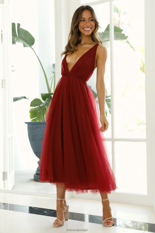 kleding Hello Molly zomerse cinderella midi-jurk wijn XR2L3566