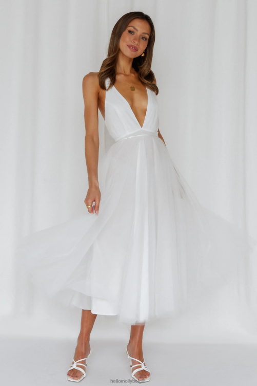 kleding Hello Molly zomerse cinderella midi-jurk wit XR2L3446