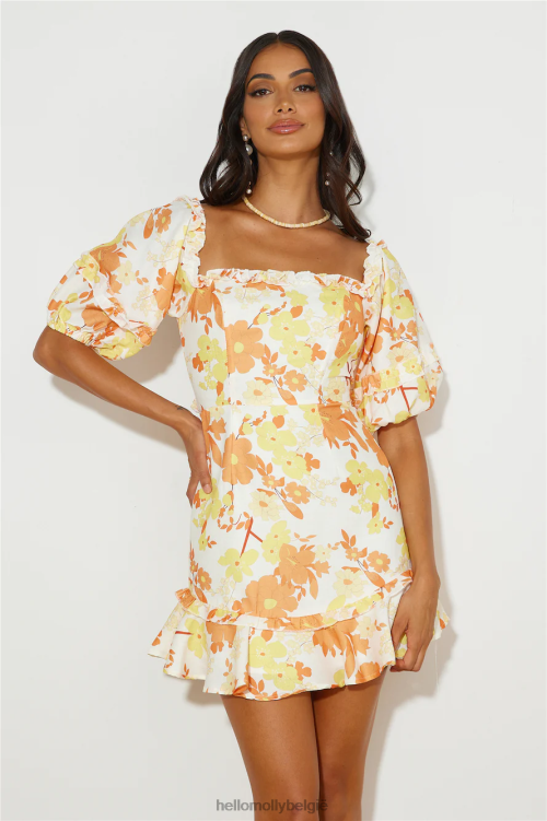 kleding Hello Molly brunching mood mini-jurkje oranje XR2L2057