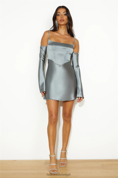 kleding Hello Molly channel me satijnen mini-jurkje salie XR2L3037