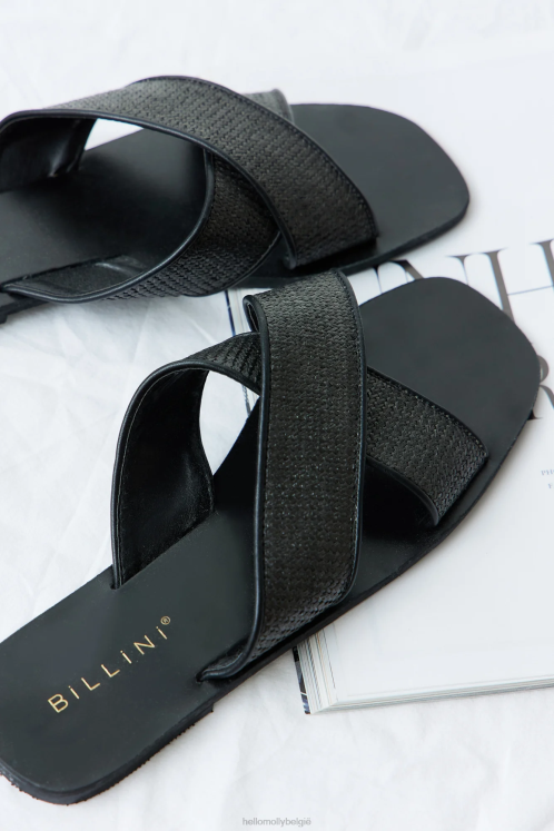 schoenen Hello Molly billini kacee slippers zwart raffia XR2L10002