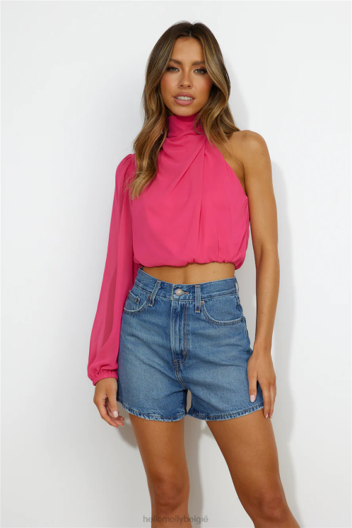 kleding Hello Molly deborah satijnen crop top roze XR2L9012
