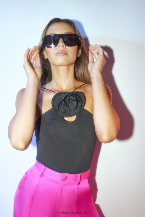 kleding Hello Molly Nights of Cocktails crop top zwart XR2L8602