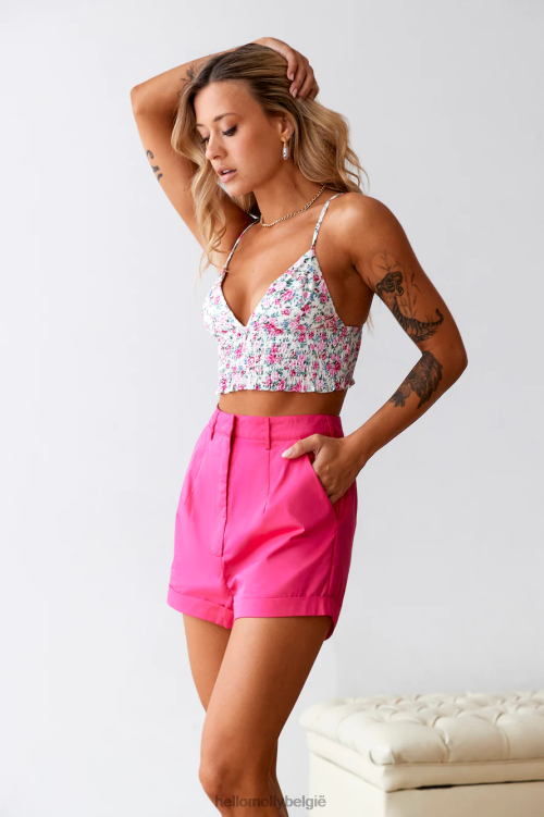 kleding Hello Molly bloeiende bloesem crop top roze XR2L8568
