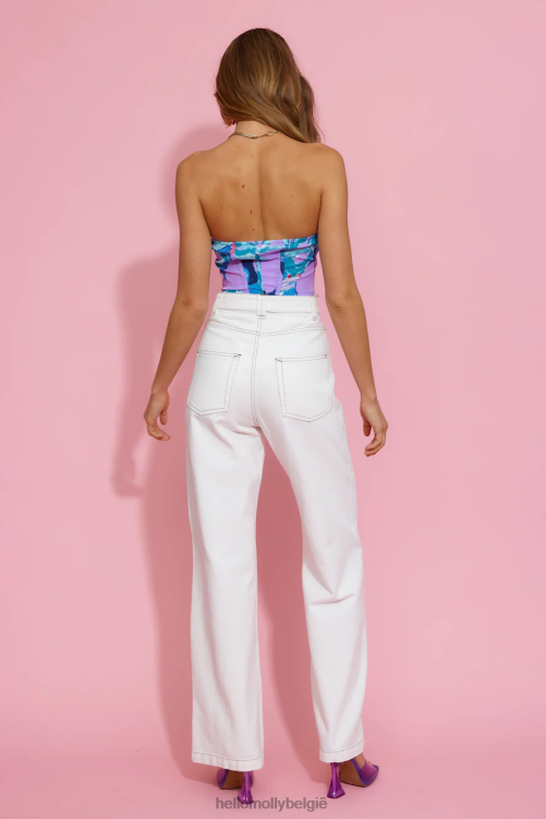 kleding Hello Molly ik hou ervan allemaal crop top blauw paars XR2L8601