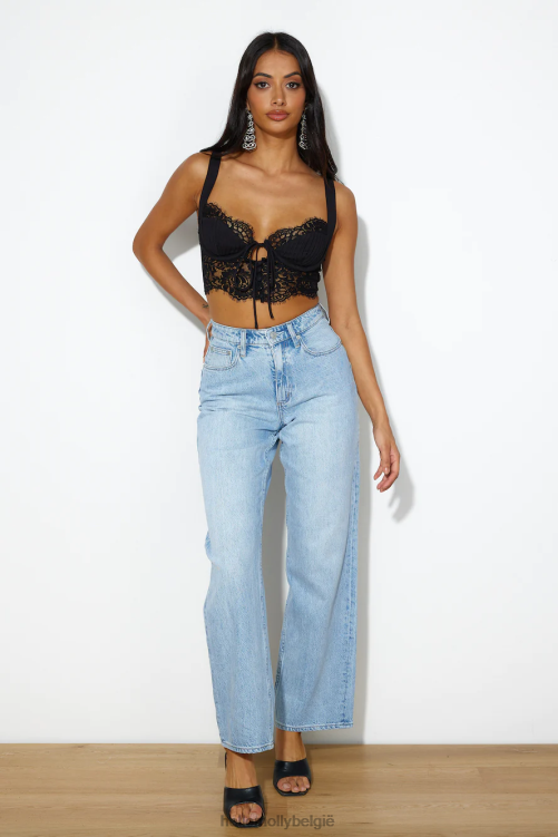 kleding Hello Molly kanten moment crop top zwart XR2L8572