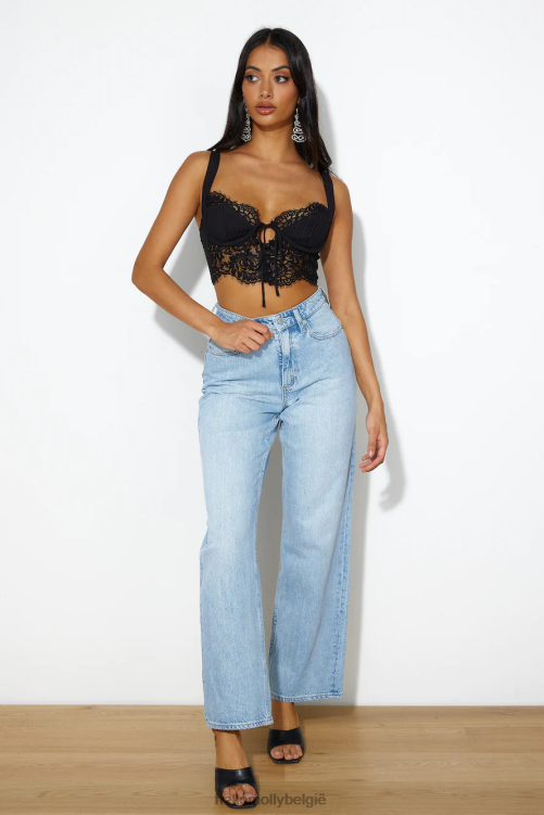 kleding Hello Molly kanten moment crop top zwart XR2L8572