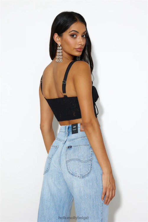 kleding Hello Molly kanten moment crop top zwart XR2L8572