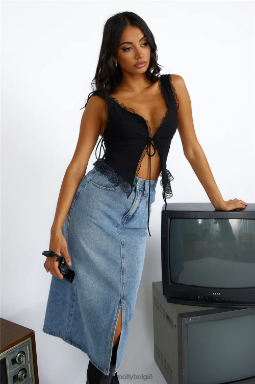 kleding Hello Molly leeuwin heropleving cami top onyx XR2L8550