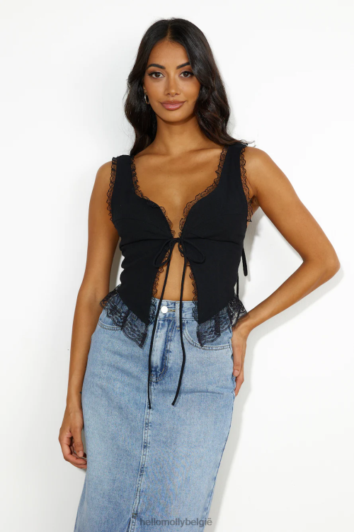 kleding Hello Molly leeuwin heropleving cami top onyx XR2L8550