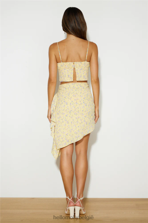 kleding Hello Molly mooiste bloemen crop top geel XR2L8591