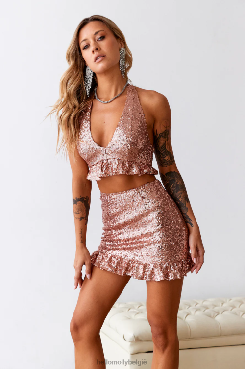 kleding Hello Molly zoete sirene crop top met pailletten rosé goud XR2L8620