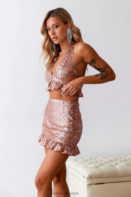 kleding Hello Molly zoete sirene crop top met pailletten rosé goud XR2L8620