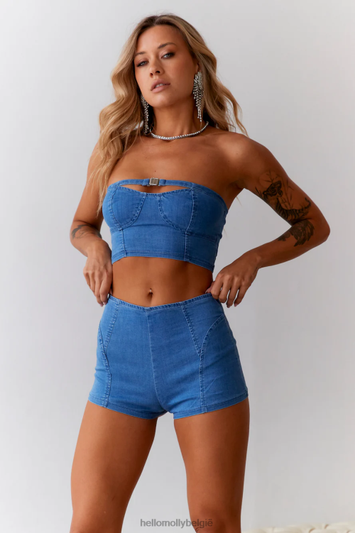 kleding Hello Molly Britney Vibes denim crop blauw XR2L8075