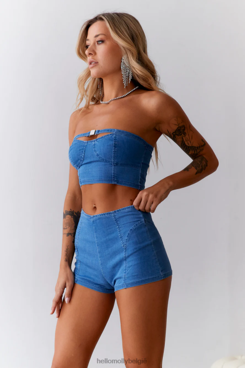 kleding Hello Molly Britney Vibes denim crop blauw XR2L8075