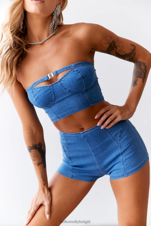 kleding Hello Molly Britney Vibes denim crop blauw XR2L8075