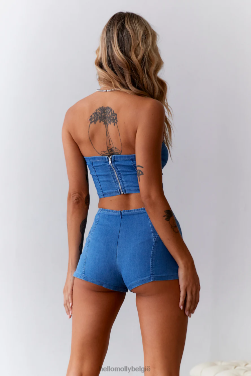 kleding Hello Molly Britney Vibes denim crop blauw XR2L8075