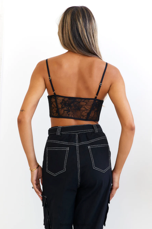 kleding Hello Molly Burning Words kanten kousenband corset top zwart XR2L8123