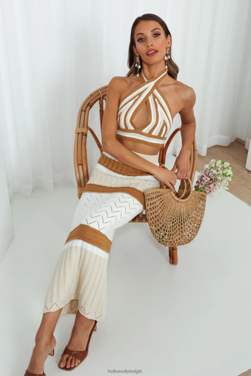 kleding Hello Molly Ik hou van deze Vibes crop camel XR2L8370