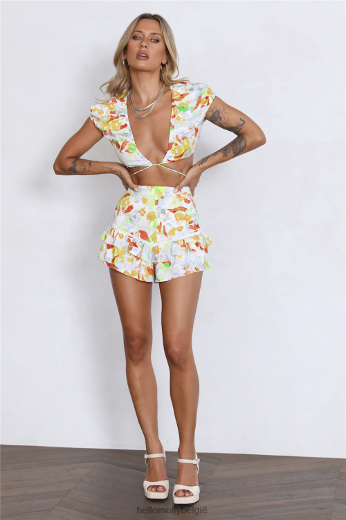 kleding Hello Molly bewolkte crop top geel XR2L8102