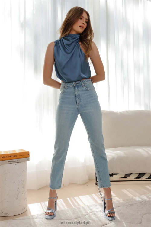 kleding Hello Molly blijf geduldig crop blauw XR2L8020