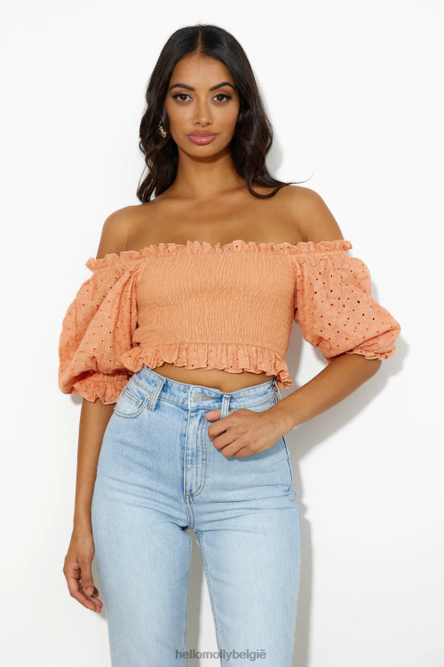kleding Hello Molly coole meid zoals ik crop top oranje XR2L8057