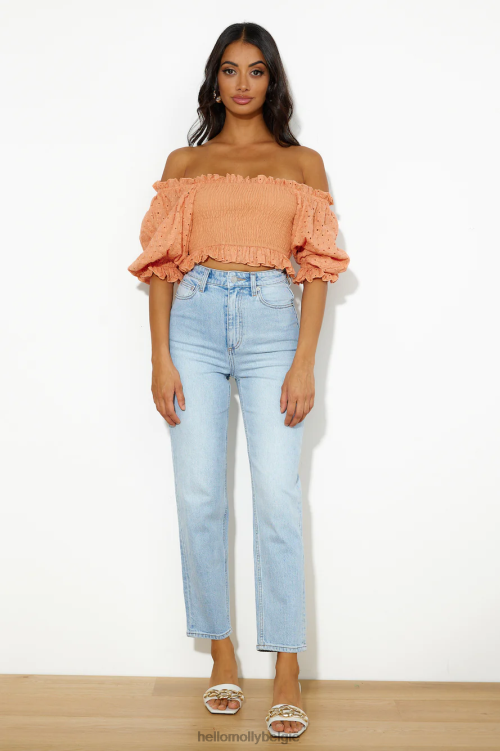 kleding Hello Molly coole meid zoals ik crop top oranje XR2L8057