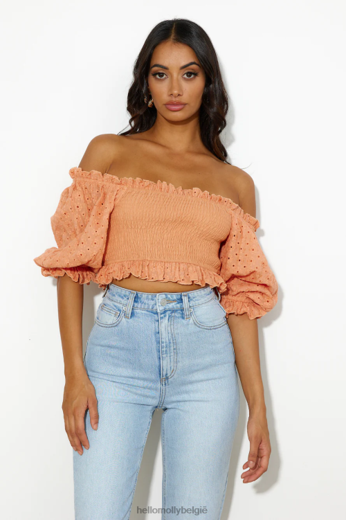 kleding Hello Molly coole meid zoals ik crop top oranje XR2L8057