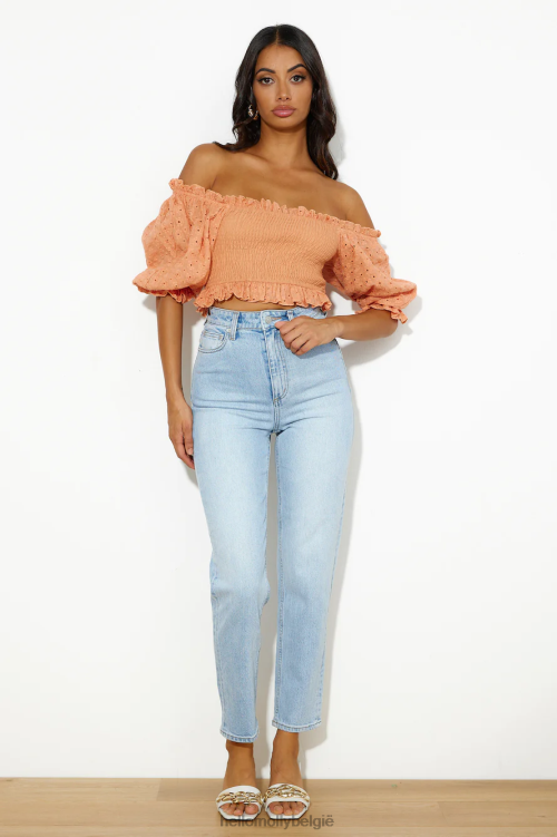 kleding Hello Molly coole meid zoals ik crop top oranje XR2L8057