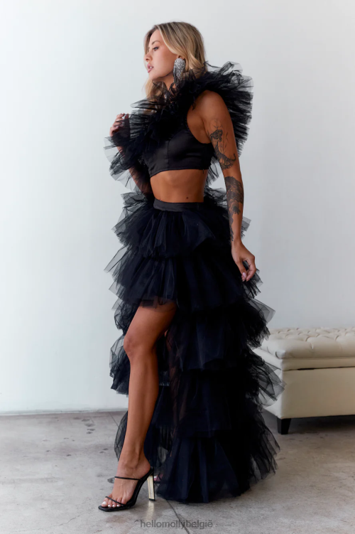 kleding Hello Molly drinks on the house tule top zwart XR2L7972