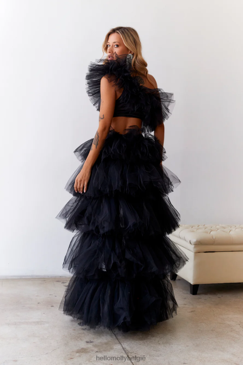 kleding Hello Molly drinks on the house tule top zwart XR2L7972