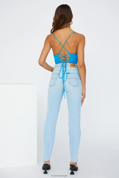 kleding Hello Molly fluitje naar mijn hart crop top blauw XR2L8456