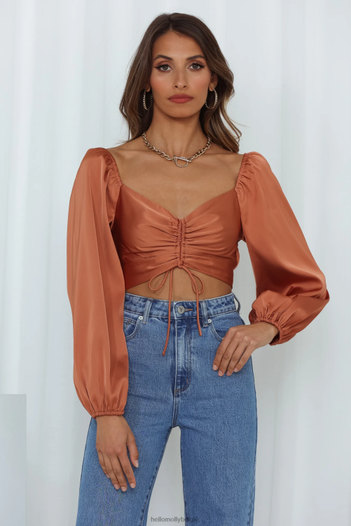 kleding Hello Molly gevangen schatje crop top brons XR2L8446