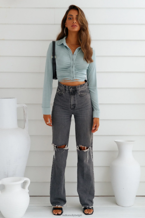 kleding Hello Molly iedereen zegt dat ik van je hou crop top salie XR2L8428