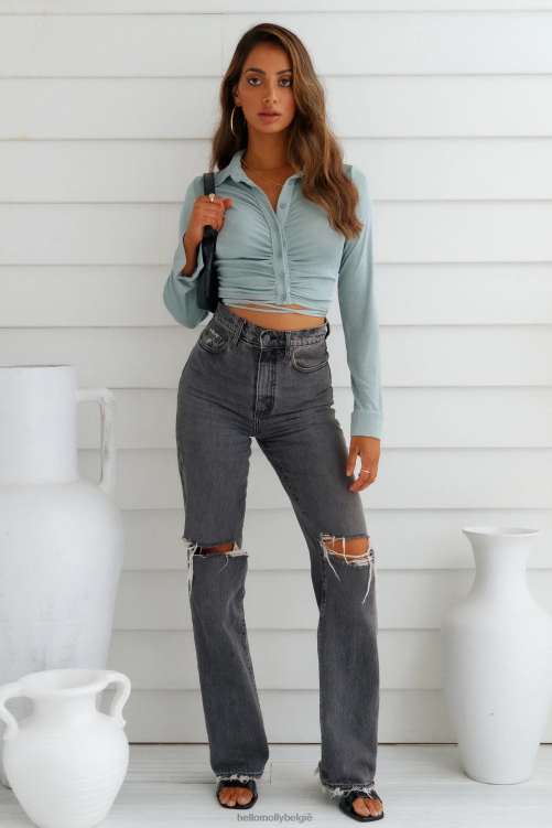 kleding Hello Molly iedereen zegt dat ik van je hou crop top salie XR2L8428