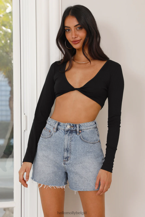 kleding Hello Molly lachende dagen crop top zwart XR2L7982