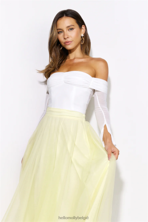 kleding Hello Molly lichte nachten mesh crop top wit XR2L8045