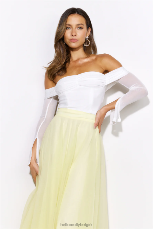 kleding Hello Molly lichte nachten mesh crop top wit XR2L8045