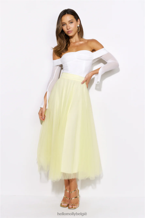 kleding Hello Molly lichte nachten mesh crop top wit XR2L8045