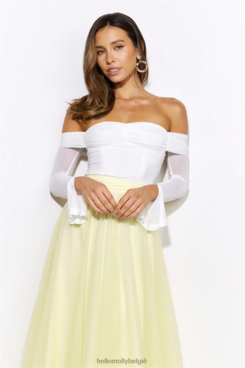 kleding Hello Molly lichte nachten mesh crop top wit XR2L8045