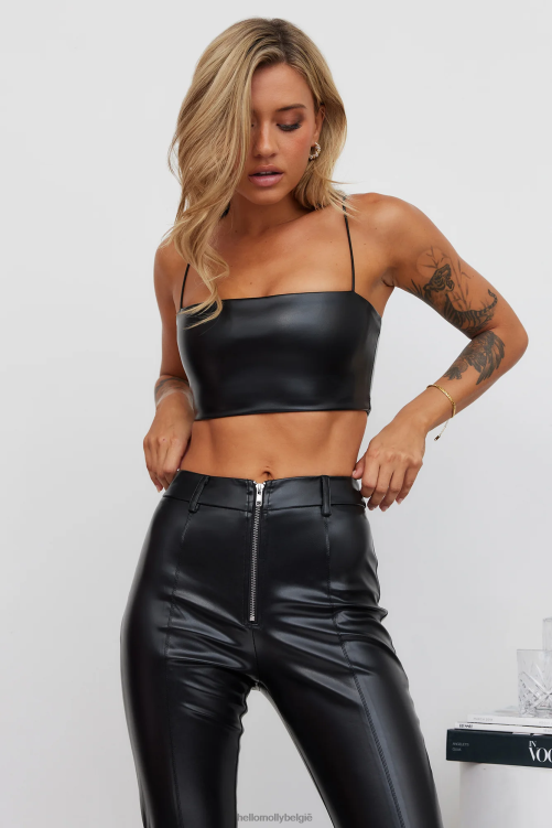 kleding Hello Molly mijn vurige hart kunstleer crop zwart XR2L8058